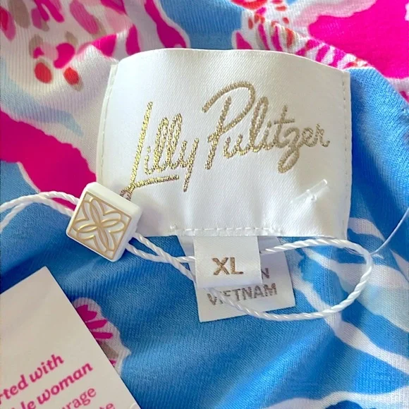 Lilly Pulitzer Helina Midi Dress One Shoulder Bahamian Rhapsody Size XL New - Picture 10 of 15